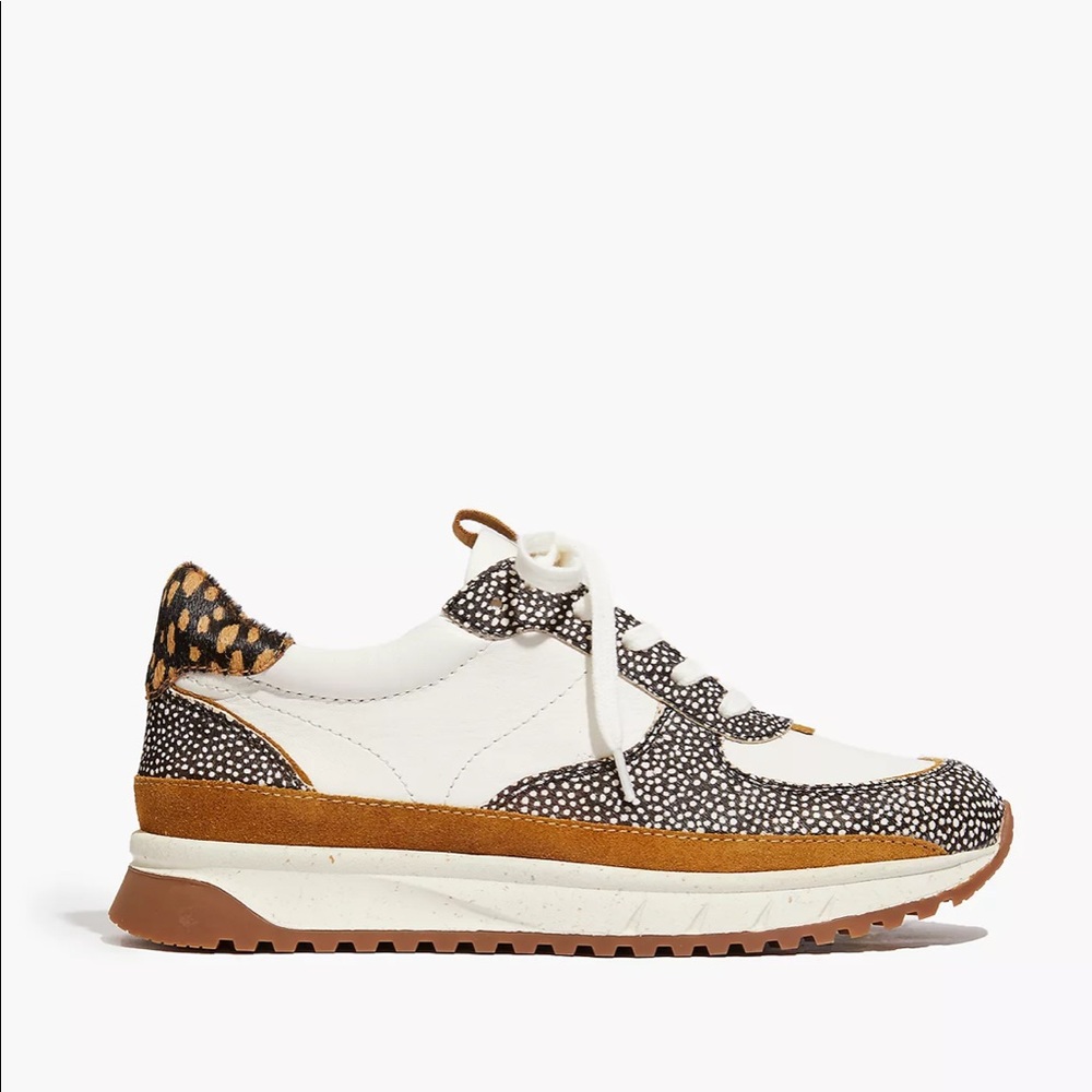 Madewell Kickoff Trainer Sneakers in Leather and Spot Mix Calf Hair